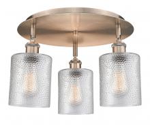 Innovations Lighting 516-3C-AC-G112 - Cobbleskill - 3 Light - 17 inch - Antique Copper - Flush Mount