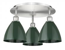 Innovations Lighting 516-3C-SN-MBD-75-GR - Plymouth - 3 Light - 19 inch - Satin Nickel - Flush Mount