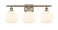  516-3W-AB-G1217-8WV - White Venetian - 3 Light - 28 inch - Antique Brass - Bath Vanity Light