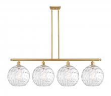  516-4I-SG-G1215-12 - Athens Water Glass - 4 Light - 50 inch - Satin Gold - Stem Hung - Island Light