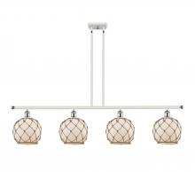 Innovations Lighting 516-4I-WPC-G121-8RB - Farmhouse Rope - 4 Light - 48 inch - White Polished Chrome - Cord hung - Island Light