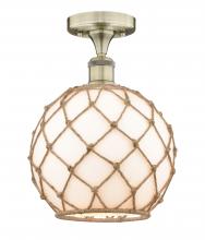 Innovations Lighting 616-1F-AB-G121-10RB - Farmhouse Rope - 1 Light - 10 inch - Antique Brass - Semi-Flush Mount