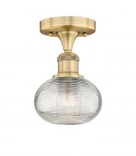  616-1F-BB-G555-6CL - Ithaca - 1 Light - 6 inch - Brushed Brass - Semi-Flush Mount