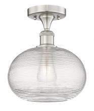 Innovations Lighting 616-1F-SN-G555-10CL - Ithaca - 1 Light - 10 inch - Brushed Satin Nickel - Semi-Flush Mount