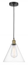 Innovations Lighting 616-1P-BAB-GBC-122 - Berkshire - 1 Light - 12 inch - Black Antique Brass - Cord hung - Mini Pendant