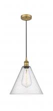 Innovations Lighting 616-1P-BB-GBC-124 - Berkshire - 1 Light - 12 inch - Brushed Brass - Cord hung - Mini Pendant