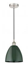  616-1P-PN-MBD-9-GR-LED - Plymouth - 1 Light - 9 inch - Polished Nickel - Cord hung - Mini Pendant