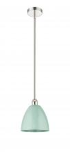  616-1S-PN-MBD-9-SF-LED - Plymouth - 1 Light - 9 inch - Polished Nickel - Cord hung - Mini Pendant