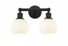 Innovations Lighting 616-2W-BK-G1217-6WV - White Venetian - 2 Light - 15 inch - Matte Black - Bath Vanity Light