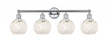  616-4W-PC-G1216-6WM - White Mouchette - 4 Light - 33 inch - Polished Chrome - Bath Vanity Light