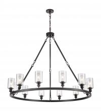  850-BK-G804 - Clymer - 12 Light - 50 inch - Matte Black - Chain Hung - Chandelier