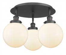 Innovations Lighting 916-3C-BK-G201-8 - Beacon - 3 Light - 20 inch - Matte Black - Flush Mount