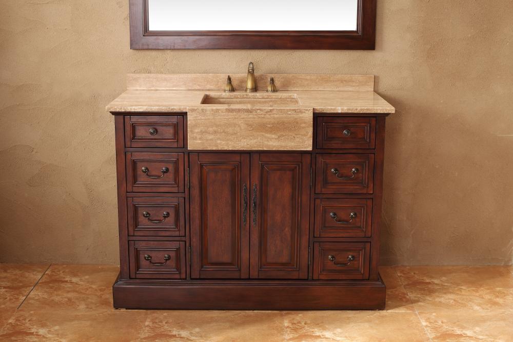 Classico - 48" Single Travertine Top Vanity, Cherry