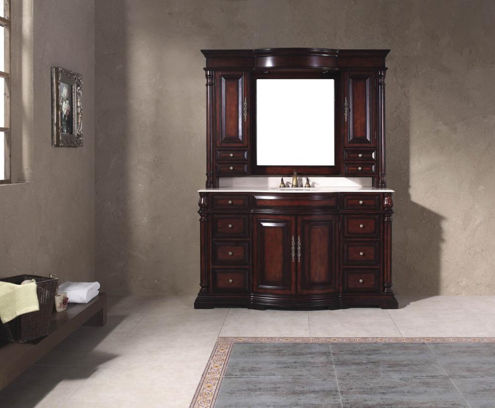 Classico - 60" Mirror Hutch for Single Vanity, Dark Cherry