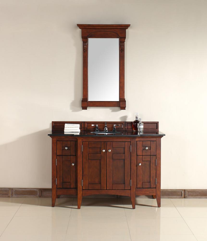 Urban - 53" Single Vanity, Warm Cherry Finish, Absolute Black Top