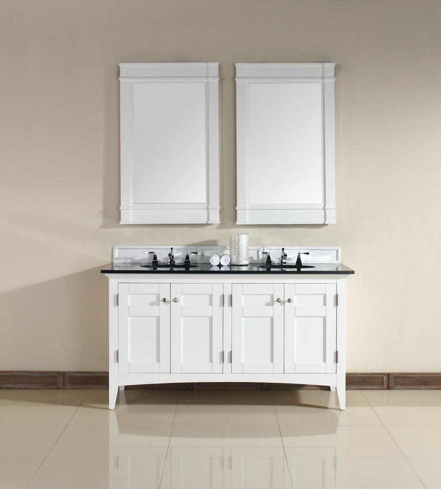 Urban - 60" Double Vanity, White Finish, Absolute Black Top