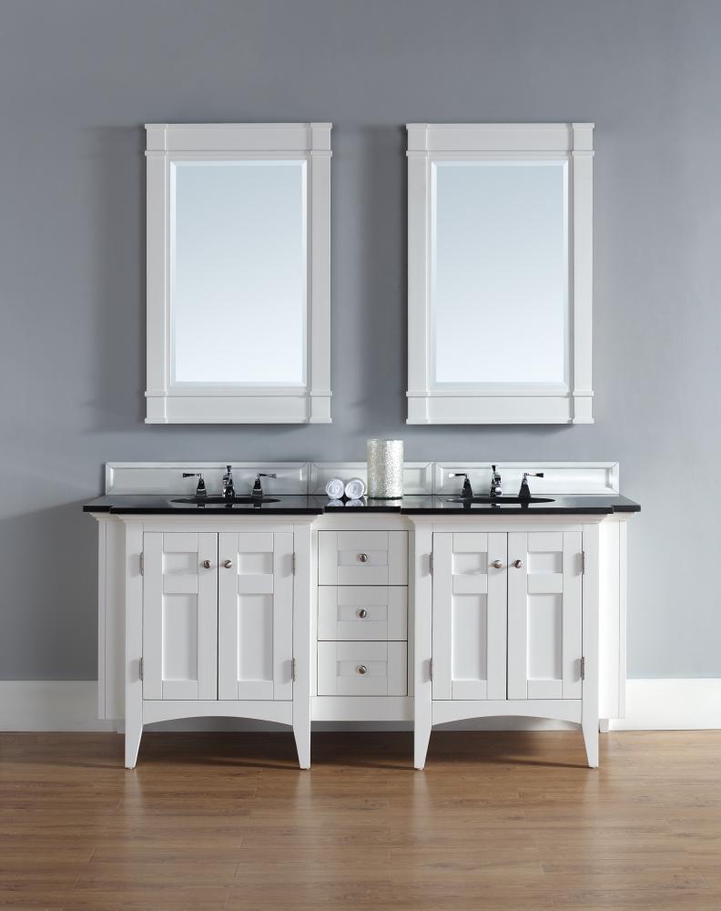 Urban - 72" Double Vanity, White Finish, Absolute Black Top