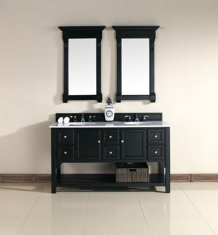 Urban - 60" Double Vanity, Antique Black Finish, Guangxi Marble Top