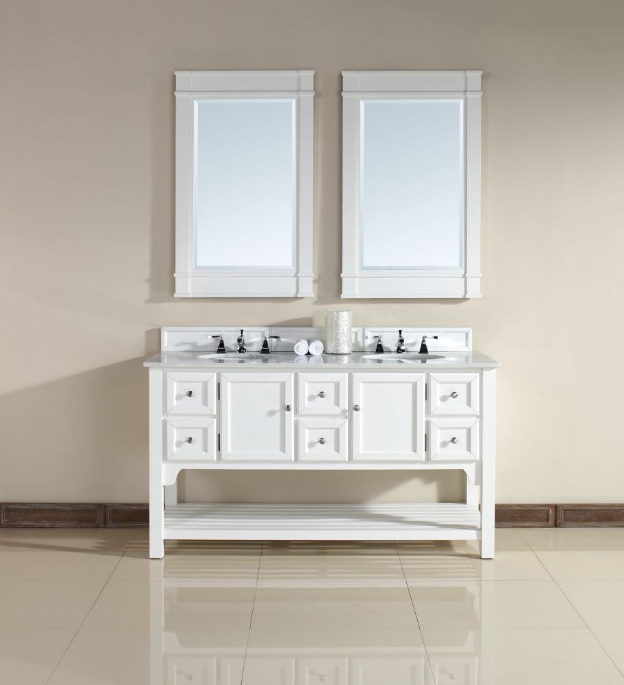 Urban - 60" Double Vanity, White Finish, Guangxi Marble Top