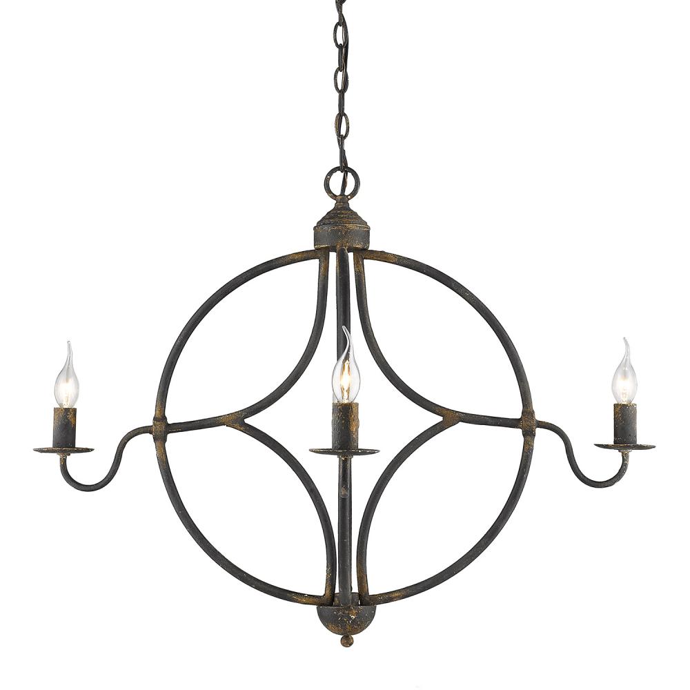 Caspian 4-Light Chandelier in Antique Black Iron