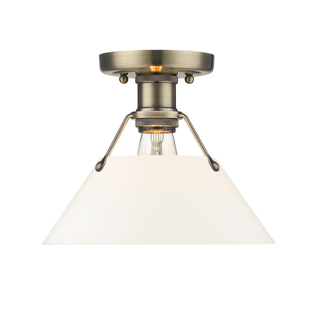 Orwell AB Flush Mount in Aged Brass with Opal Glass