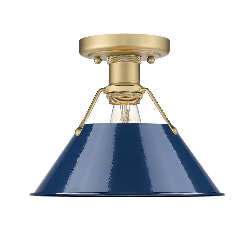 Orwell BCB Flush Mount in Brushed Champagne Bronze with Matte Navy shade