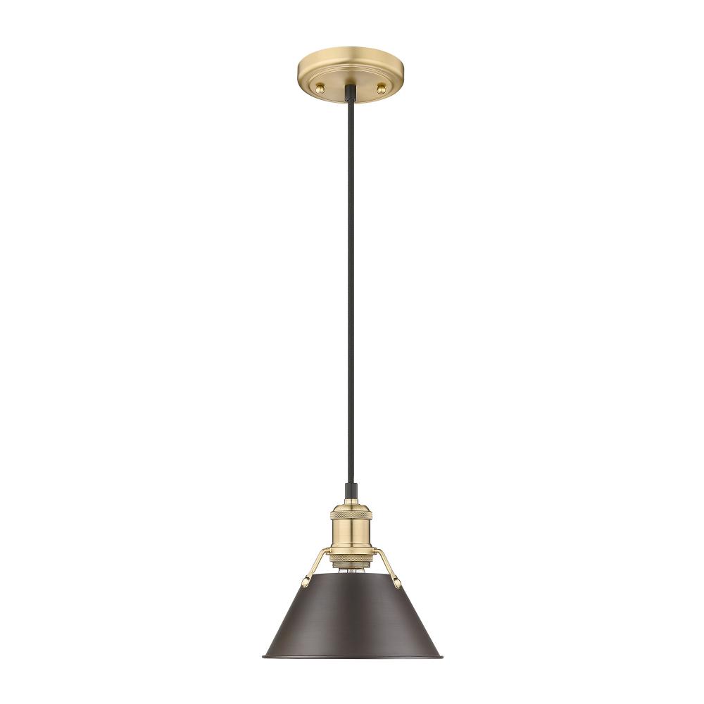 Orwell BCB Small Pendant - 7" in Brushed Champagne Bronze with Rubbed Bronze shade