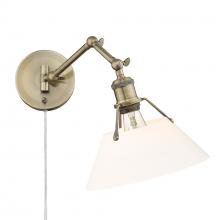  3306-A1W AB-OP - Orwell AB 1 Light Articulating Wall Sconce in Aged Brass with Opal Glass