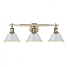 Golden 3306-BA3 AB-DB - Orwell AB 3 Light Bath Vanity in Aged Brass with Dusky Blue shades