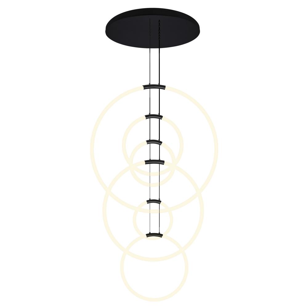 Hoops 6 Light LED Chandelier With Black Finish