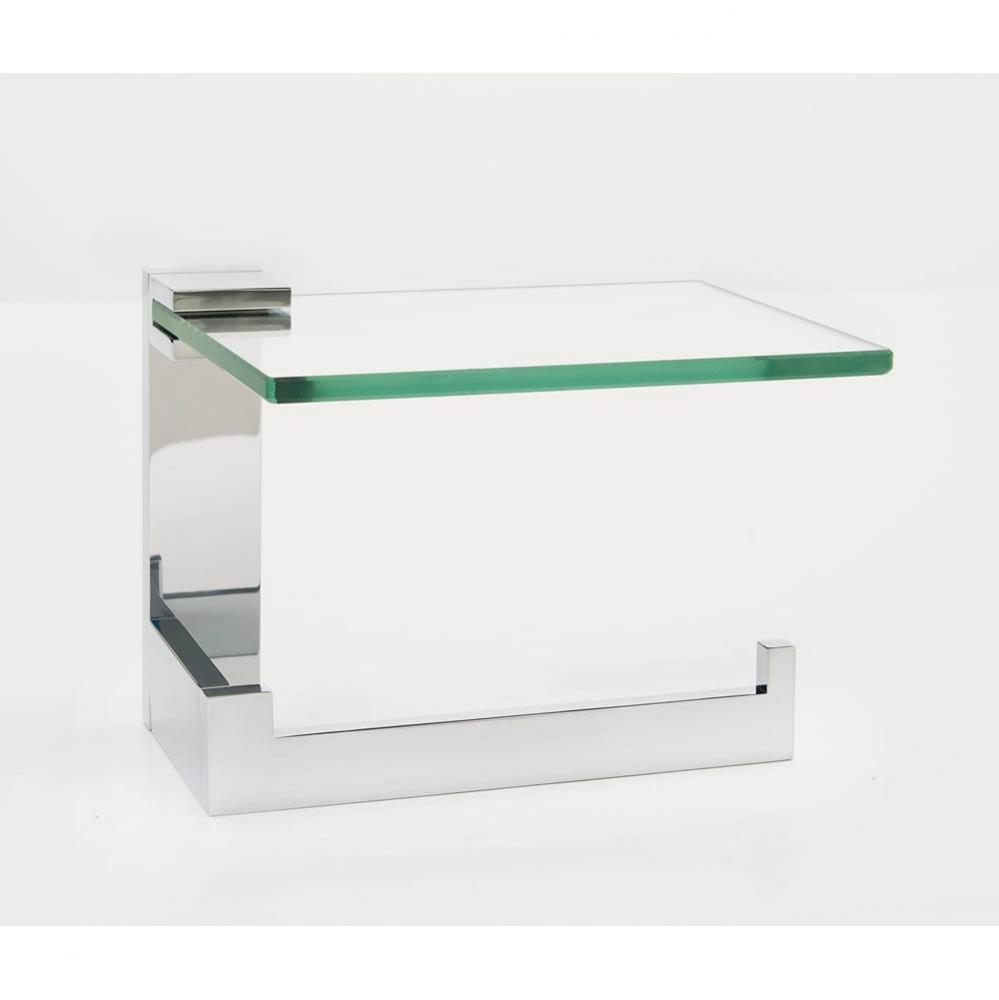 Right hand single post Tissue Holder w/ Glass Shelf