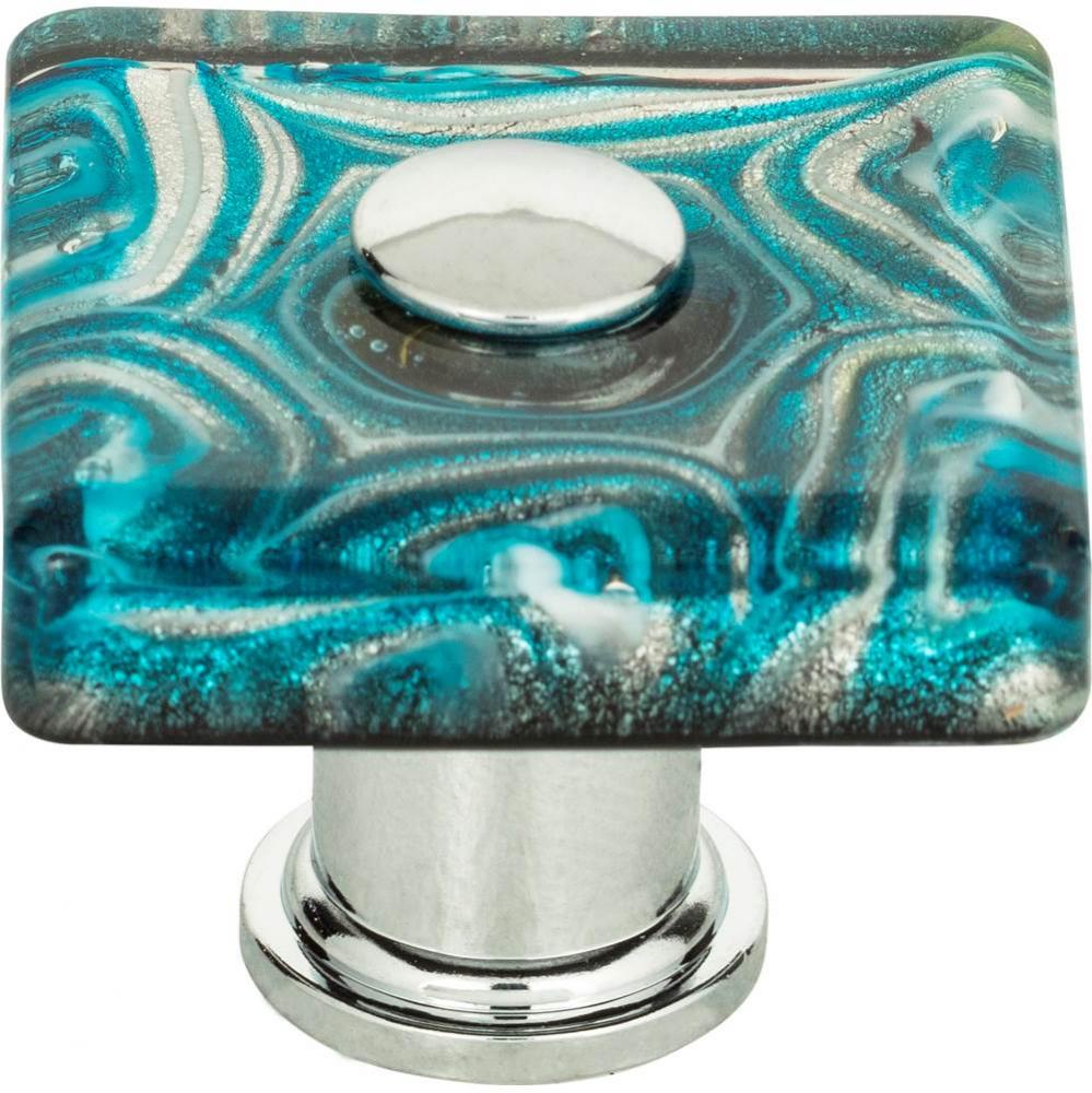 Galaxy Glass Square Knob 1 1/2 Inch Polished Chrome