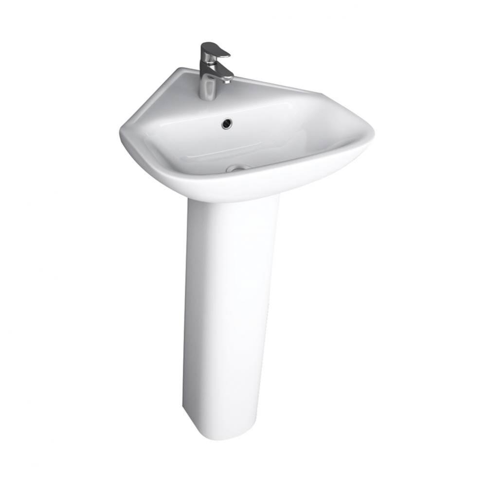 Eden 450 Corner Ped Lav Basin Only, 1-Hole, White