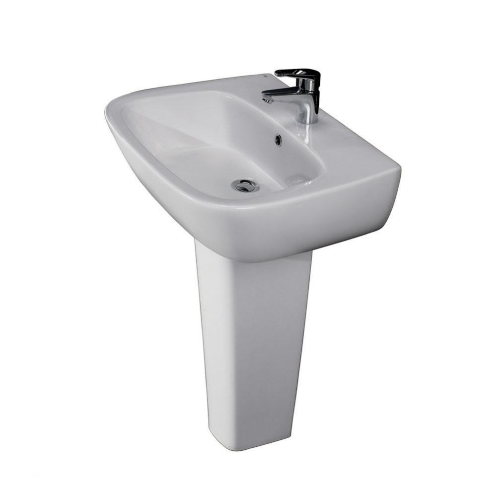 Elena 600 Pedestal Lavatory 1-Hole, White