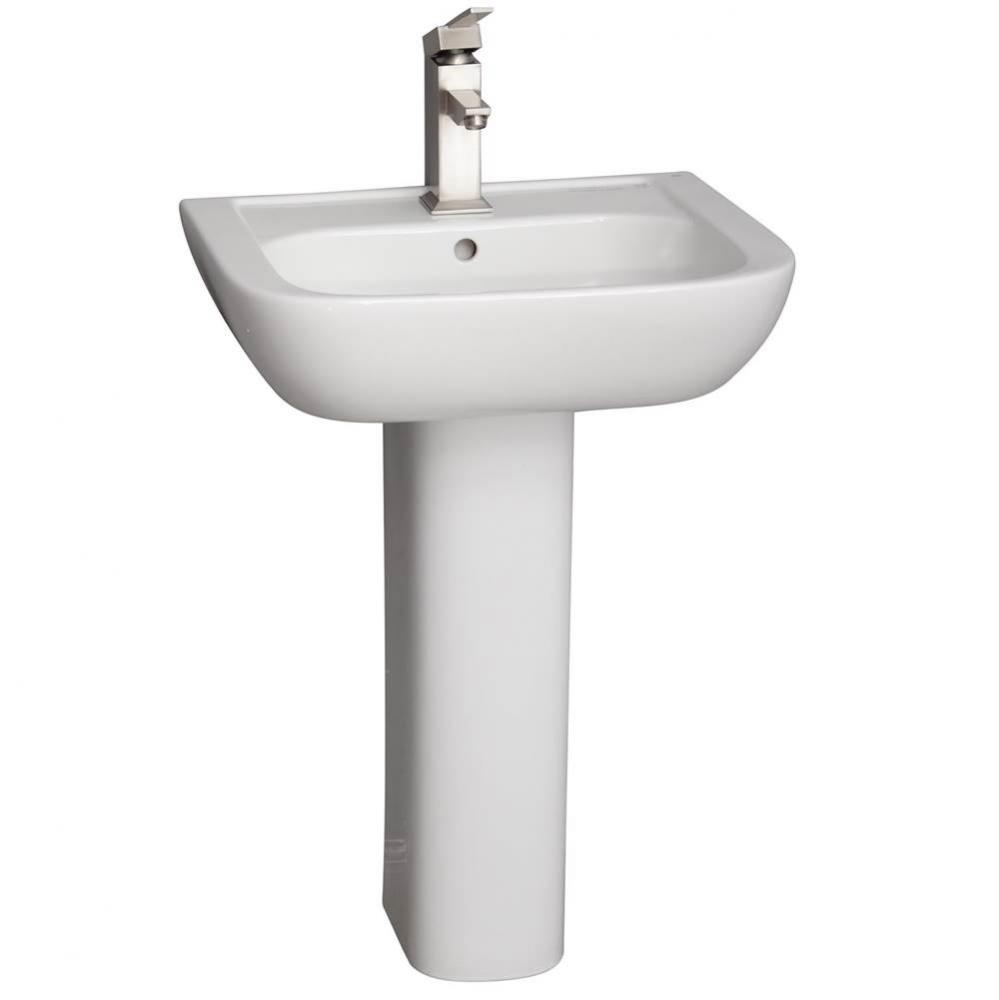 Caroline 450 Pedestal Lavatory, White-1 hole