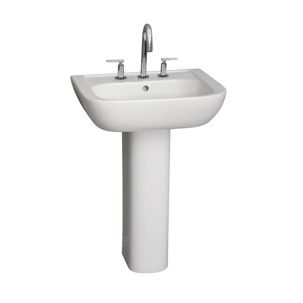 Caroline 550 Pedestal Lavatory White-8'' Widespread