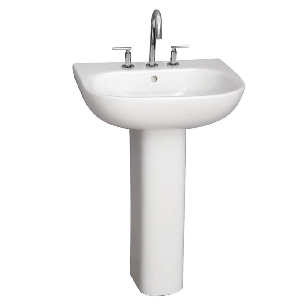 Tonique 450 Pedestal Lavatory, White-8'' Widespread