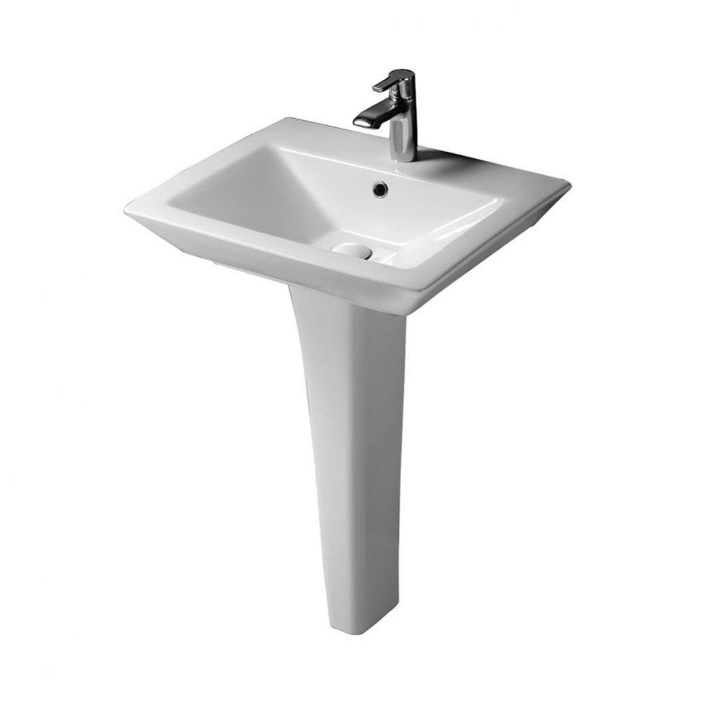 Opulence 23'' Ped Lav, Rect. Bowl 1-hole, White