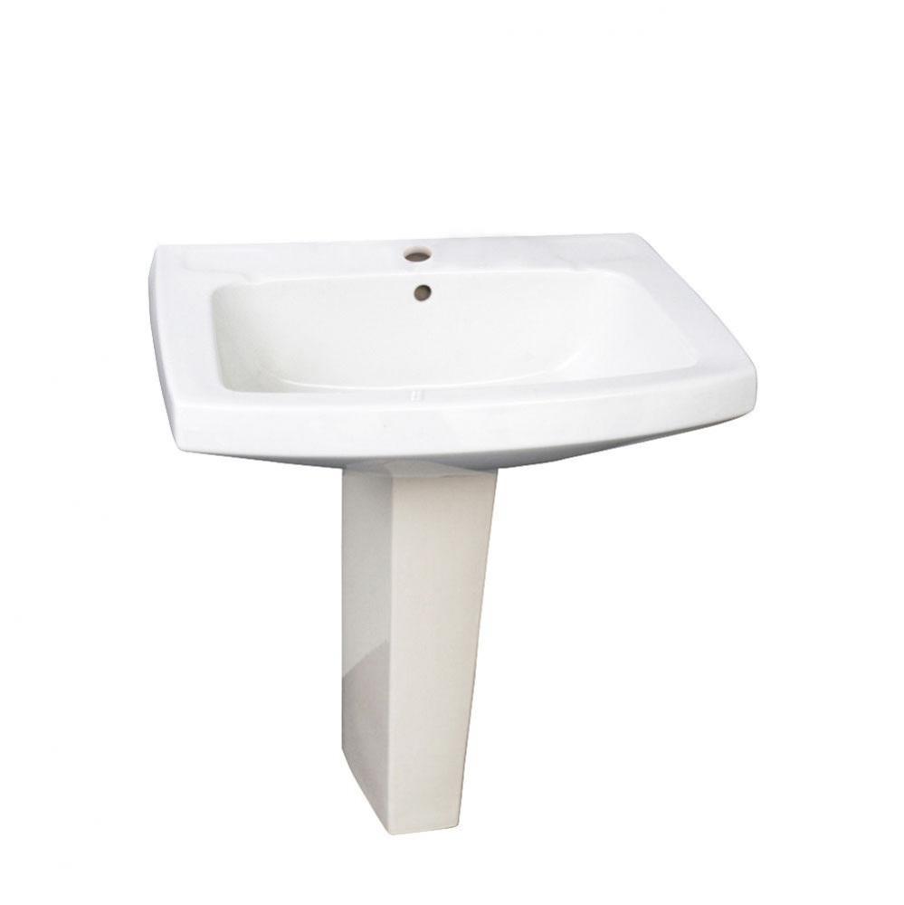 Galaxy 28'' Ped Lav - White 1 Faucet Hole