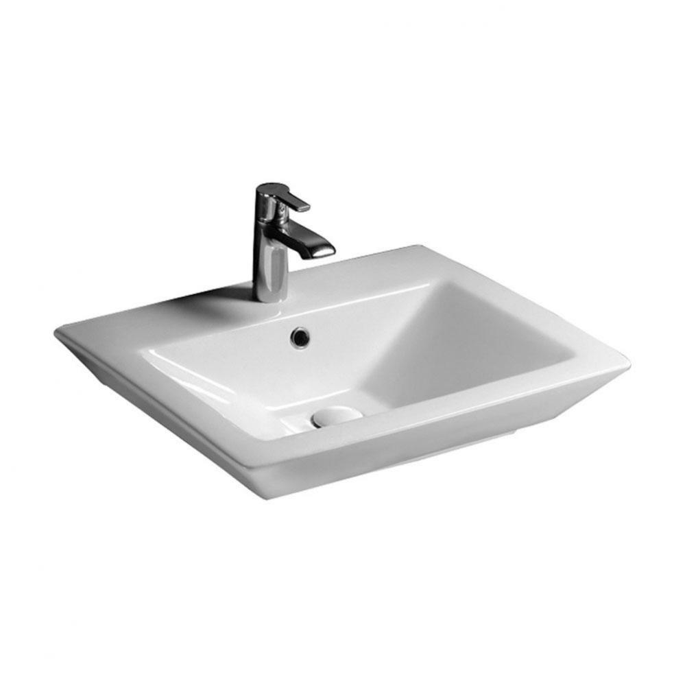 Opulence 23'' Wall-Hung Basin, White, Rect. Bowl, 1-hole