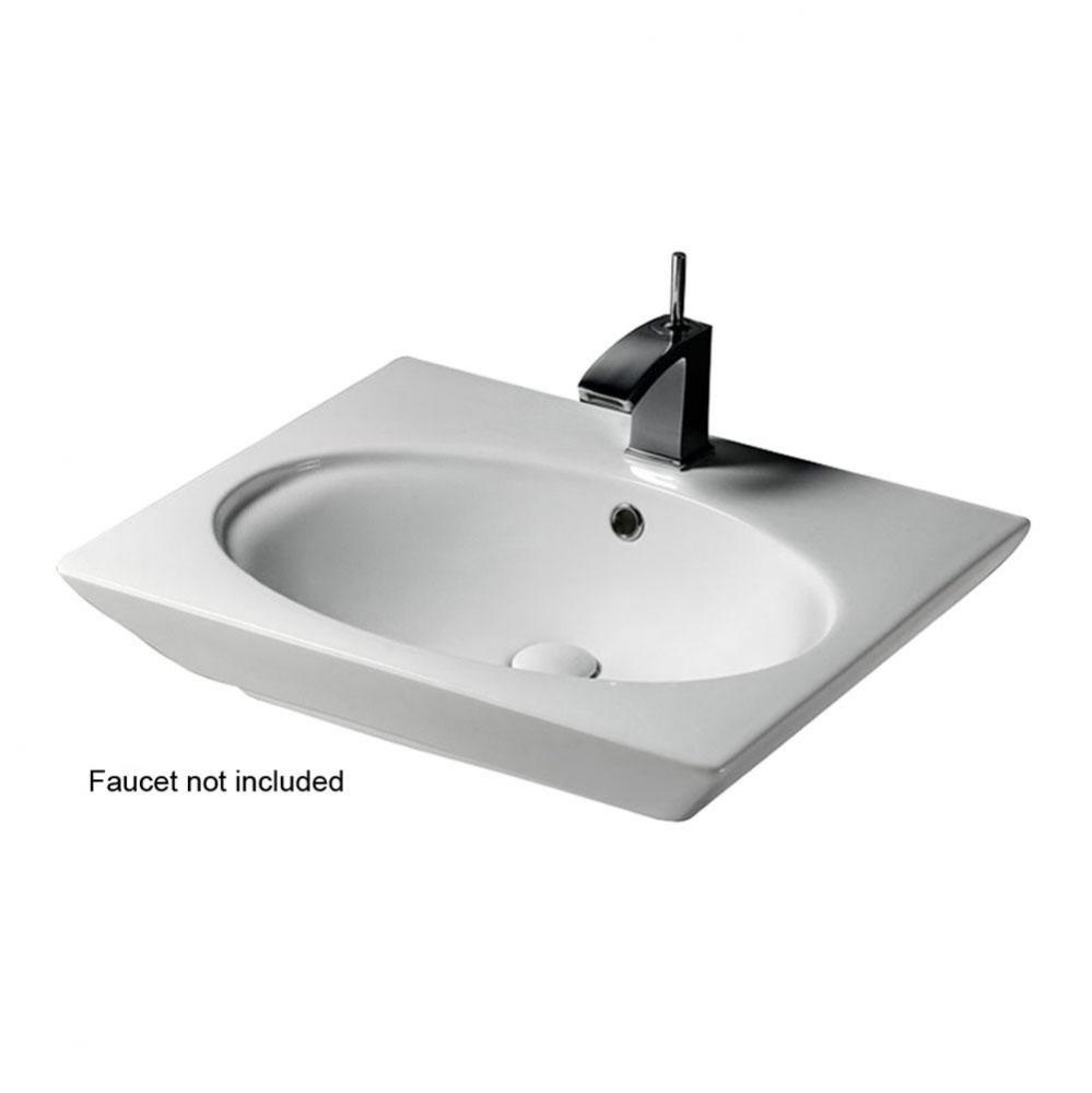 Opulence 23'' Wall-Hung Basin White, Oval Bowl, 1-hole