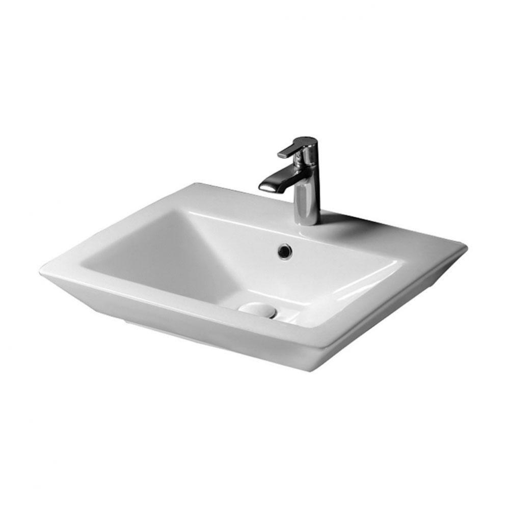 Opulence Above Counter Basin 23'', 1-Hole, White, Rect. Bowl