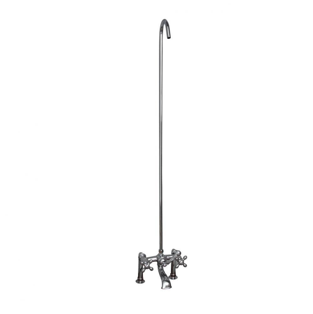 Elephant Spout, 6'' Mts, Cross  Hdle, 62'' Riser, Pol Chrome