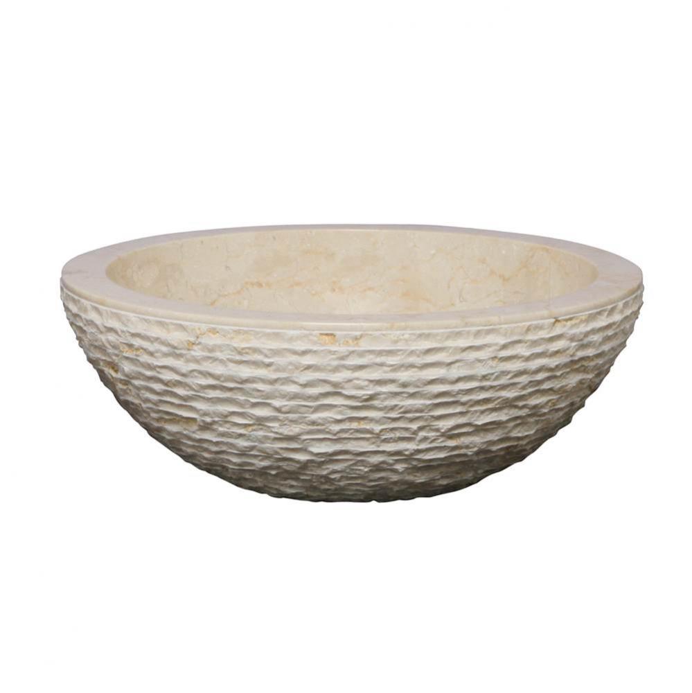 Pele Chiseled Marble Basin,Beige