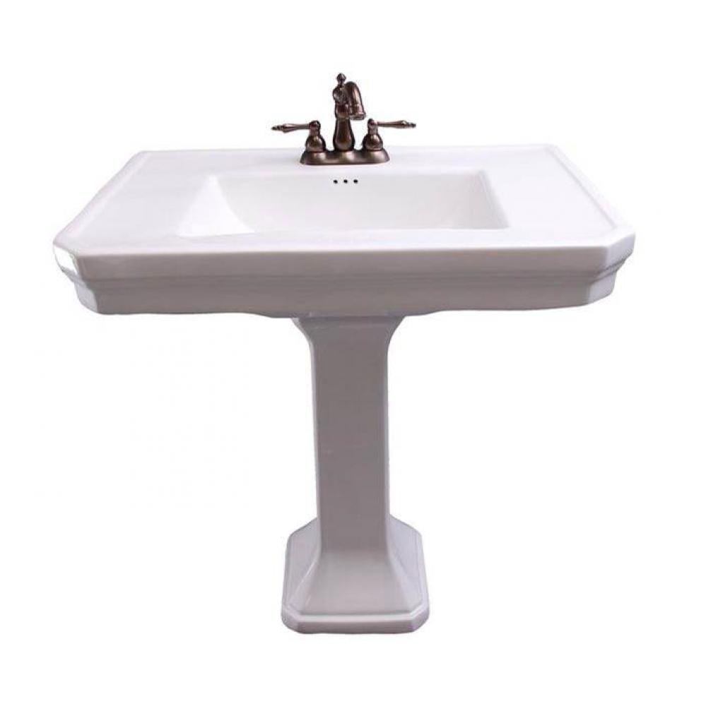 Corbin Rectangular Pedestal Lavatory, 8'' WS, White