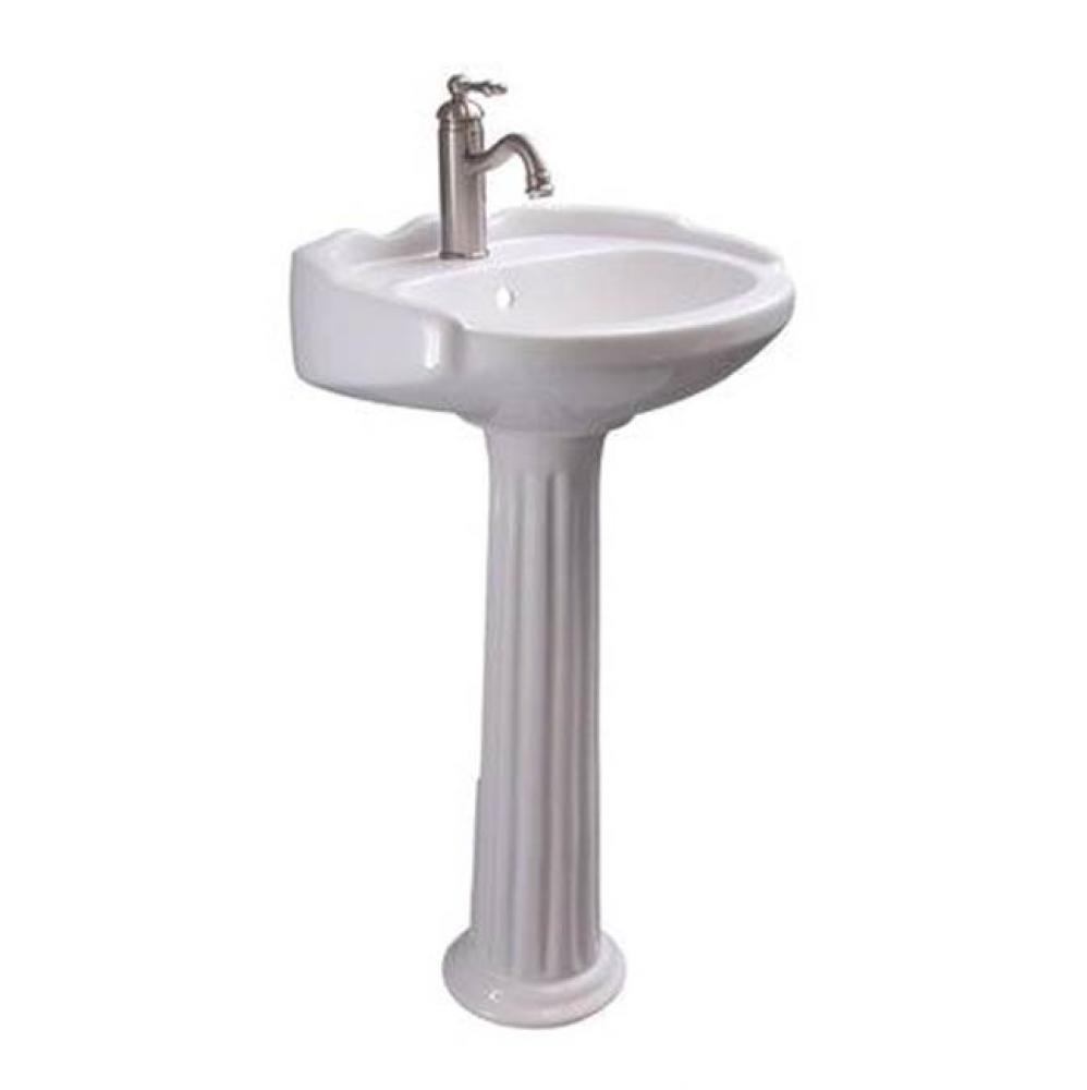 Silvi 20'' Pedestal Lavatory 6'' Centerset,White