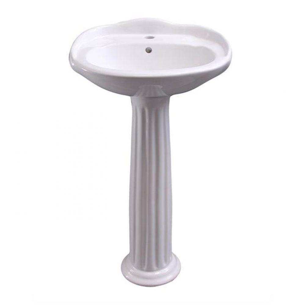 Arianne 19'' Pedestal Lavatory 1 Faucet Hole,White