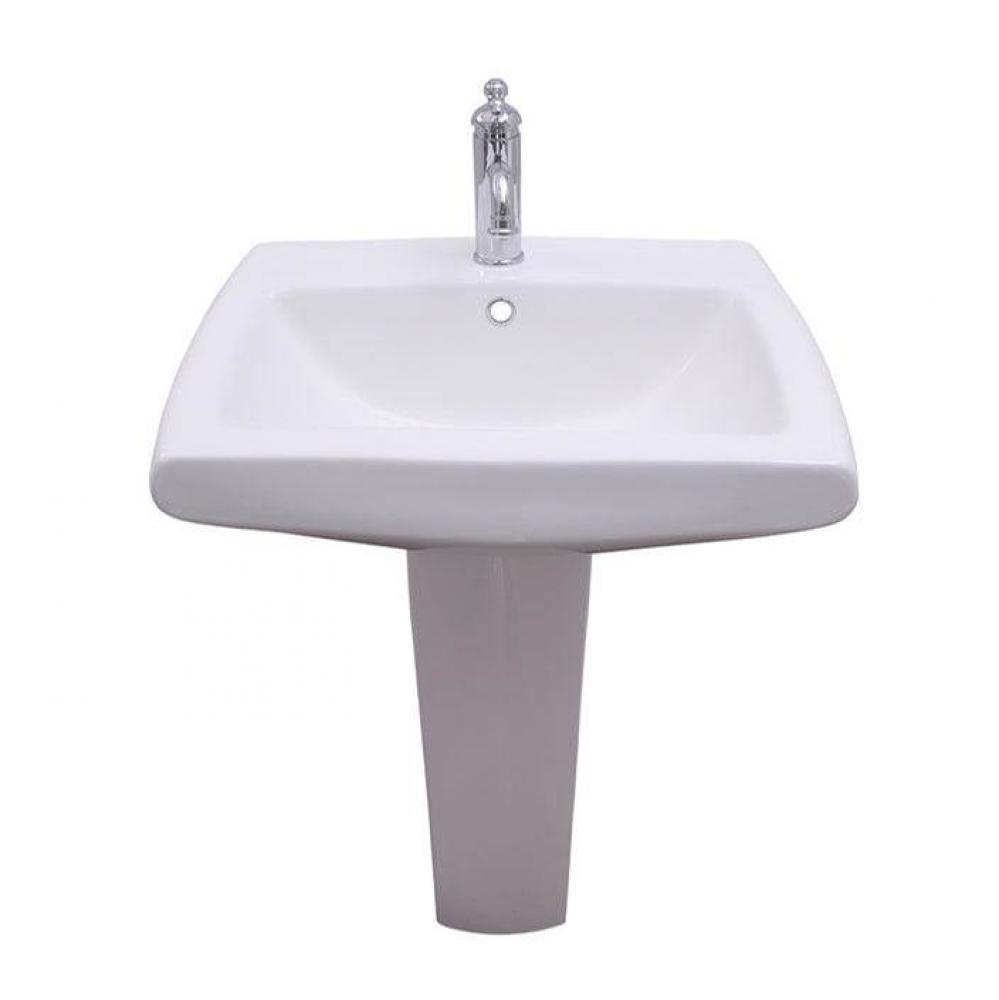 Ambrose Pedestal with 1 Hole Overflow, White