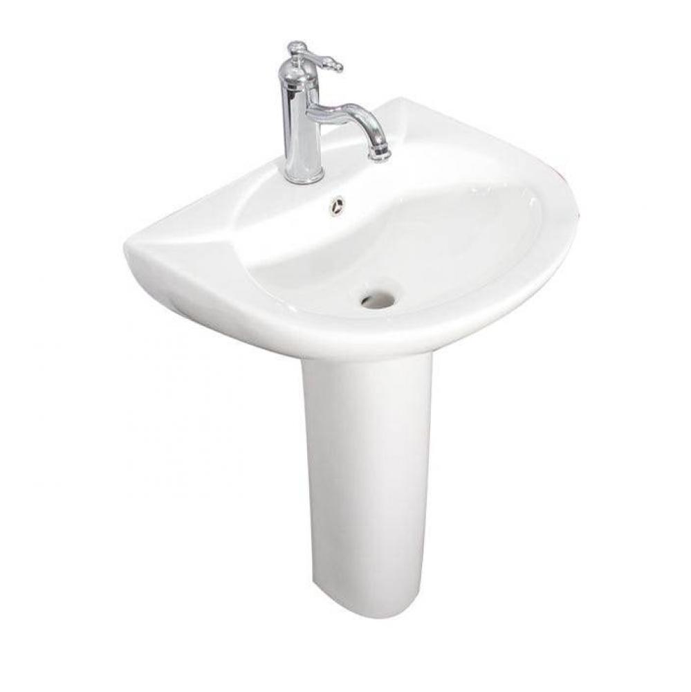 Banks Pedestal for 4'' cc Faucet Holes, Overflow, White