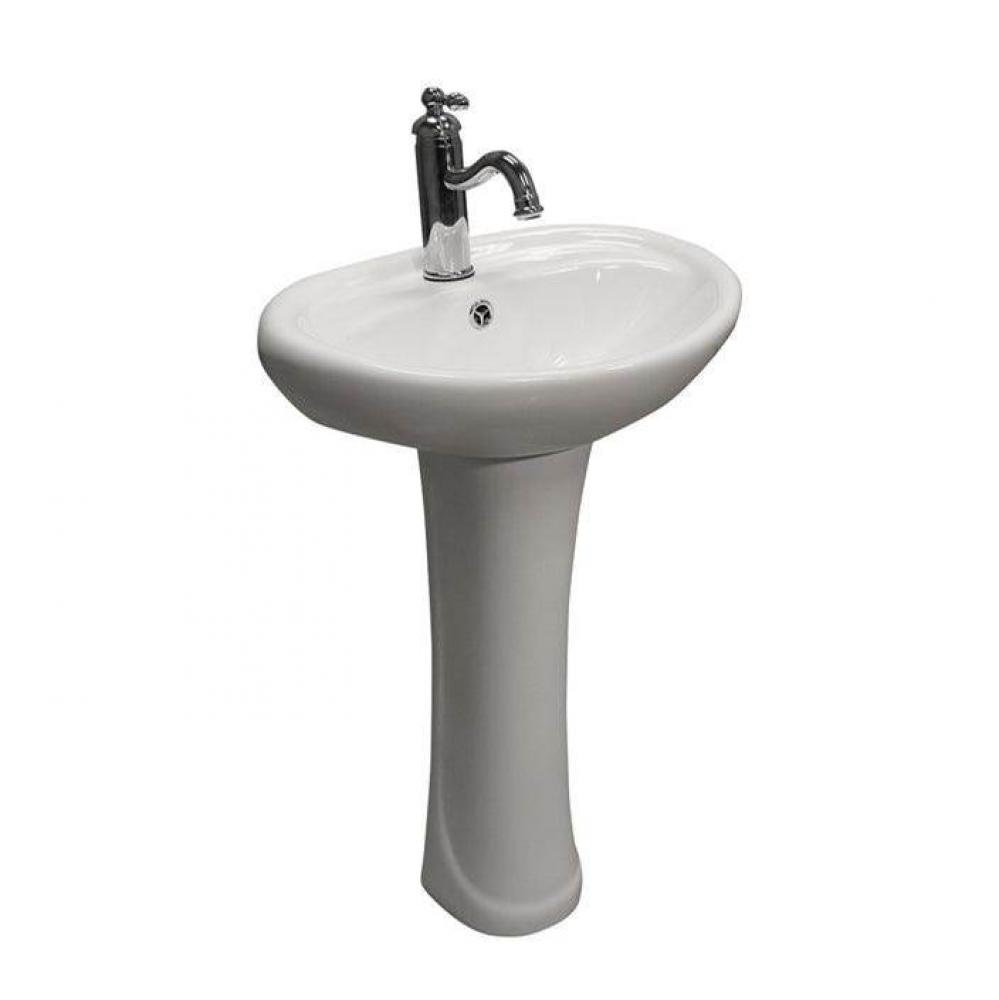 Ashley Pedestal for 4'' cc Faucet Hole, Overflow, White